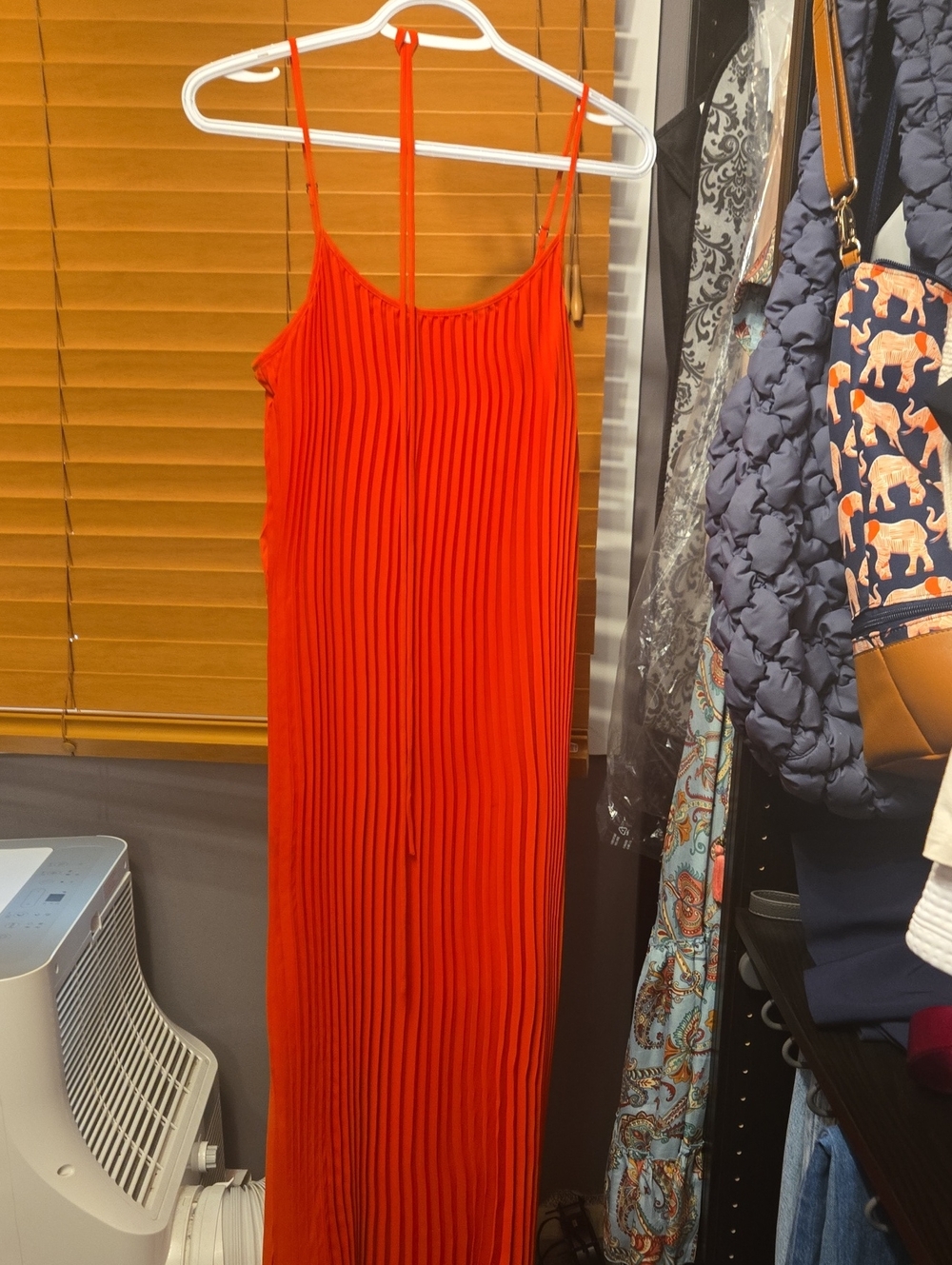 Banana Republic Red Pleated Maxi Slip Dress